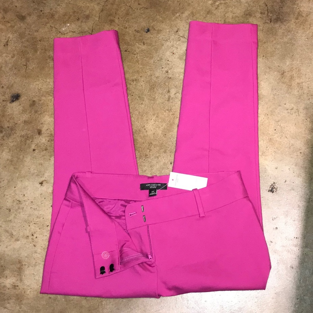 Ann Taylor Cropped Pants Magenta 2P NEW